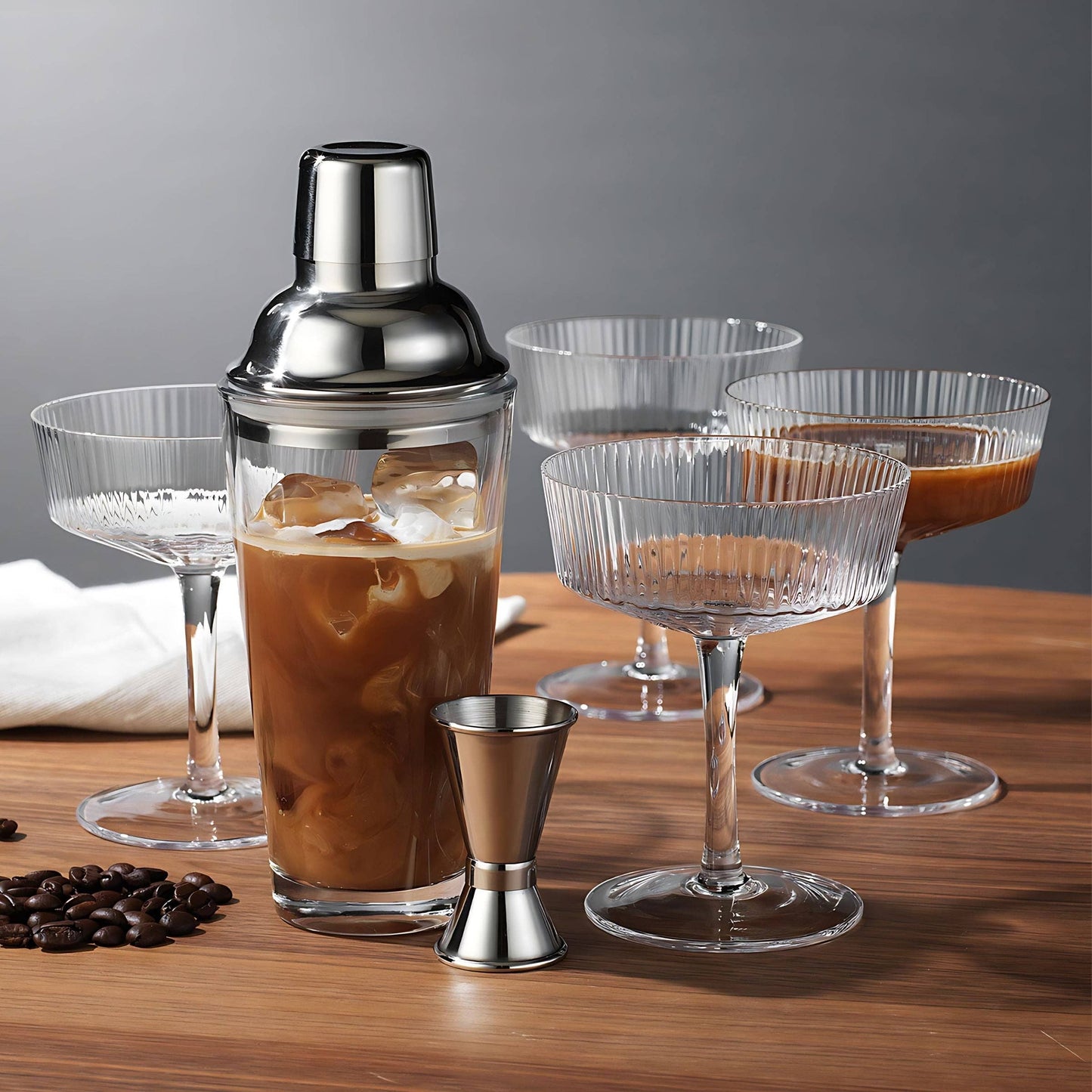 Martini Set with Cocktail Shaker (6 Piece Set)