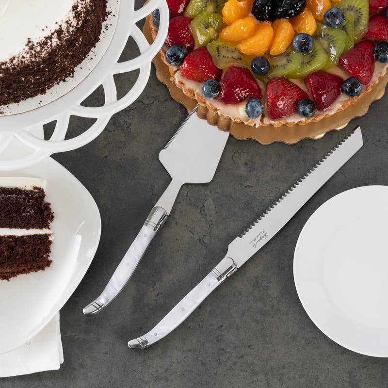 Laguiole Cake & Pie Server Set - Pearl White