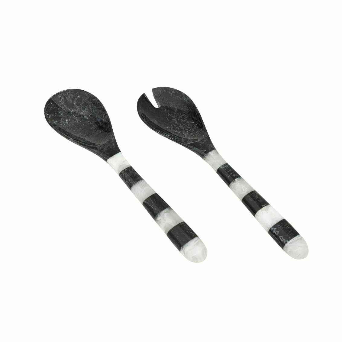 Black & White Striped Salad Servers