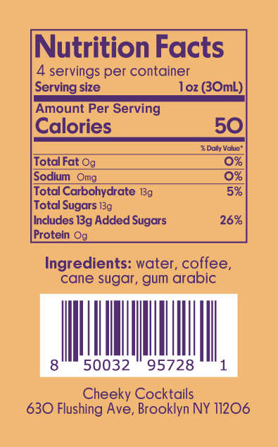 Cheeky Cocktails Mini Espresso Syrup (4oz)