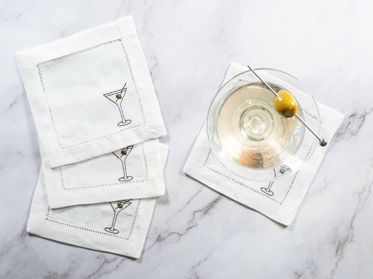 Martini Time Linen Coasters