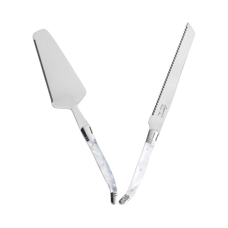 Laguiole Cake & Pie Server Set - Pearl White