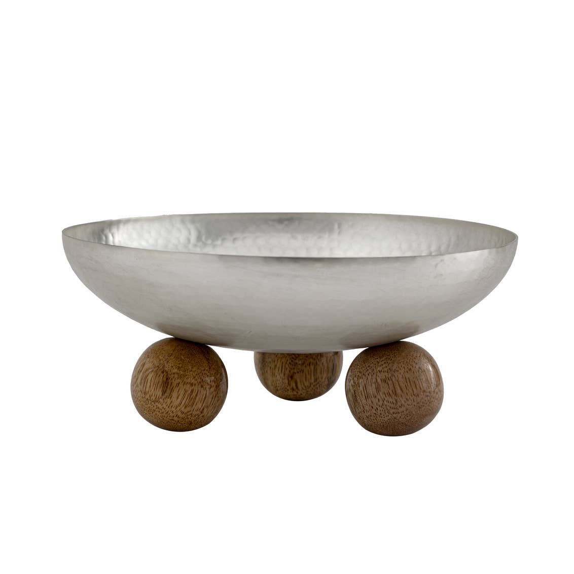 Decorative Bowl - Hammered Silver / Wood