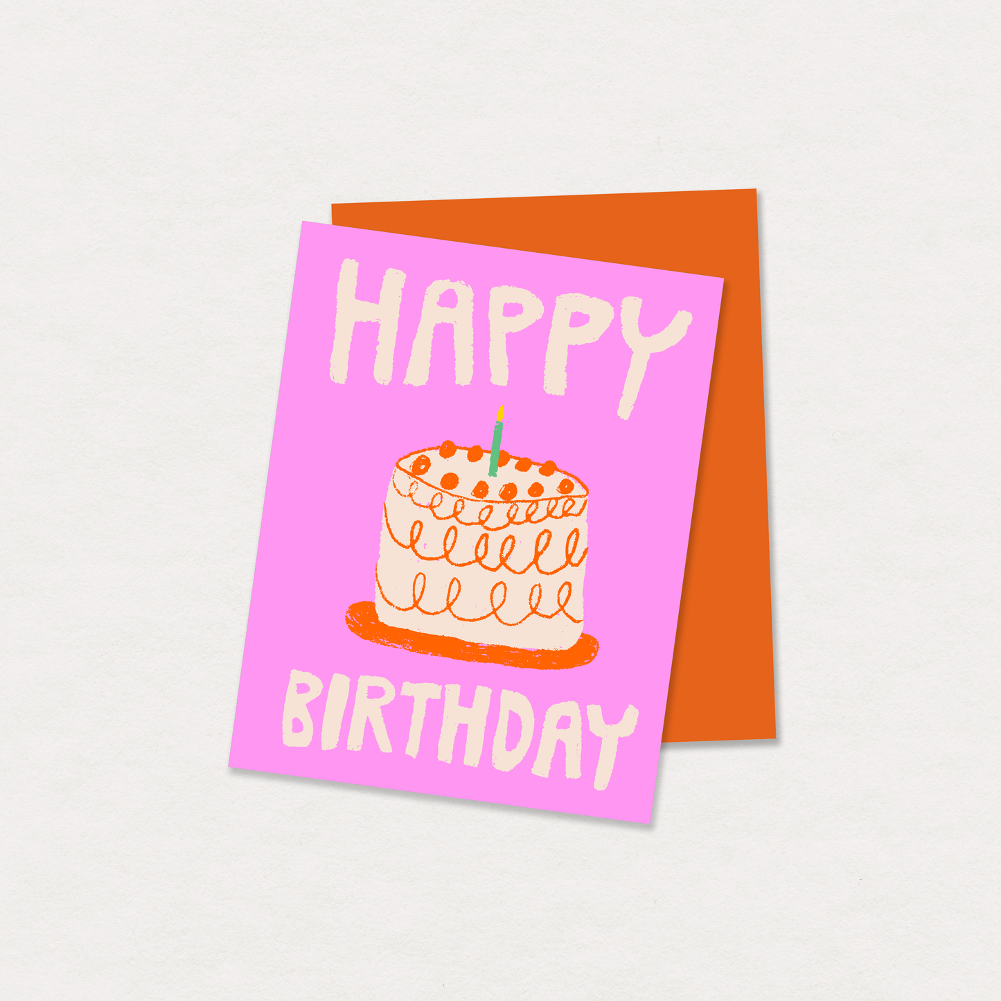 "Happy birthday" pink cake greeting card