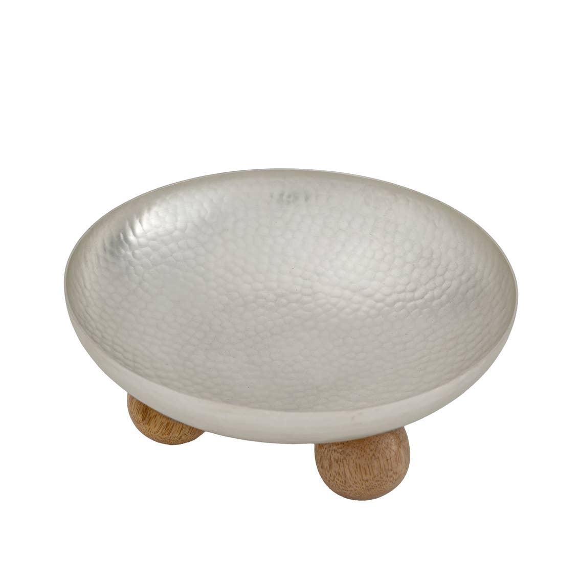 Decorative Bowl - Hammered Silver / Wood