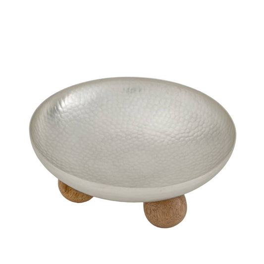 Decorative Bowl - Hammered Silver / Wood