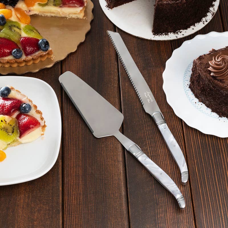 Laguiole Cake & Pie Server Set - Pearl White
